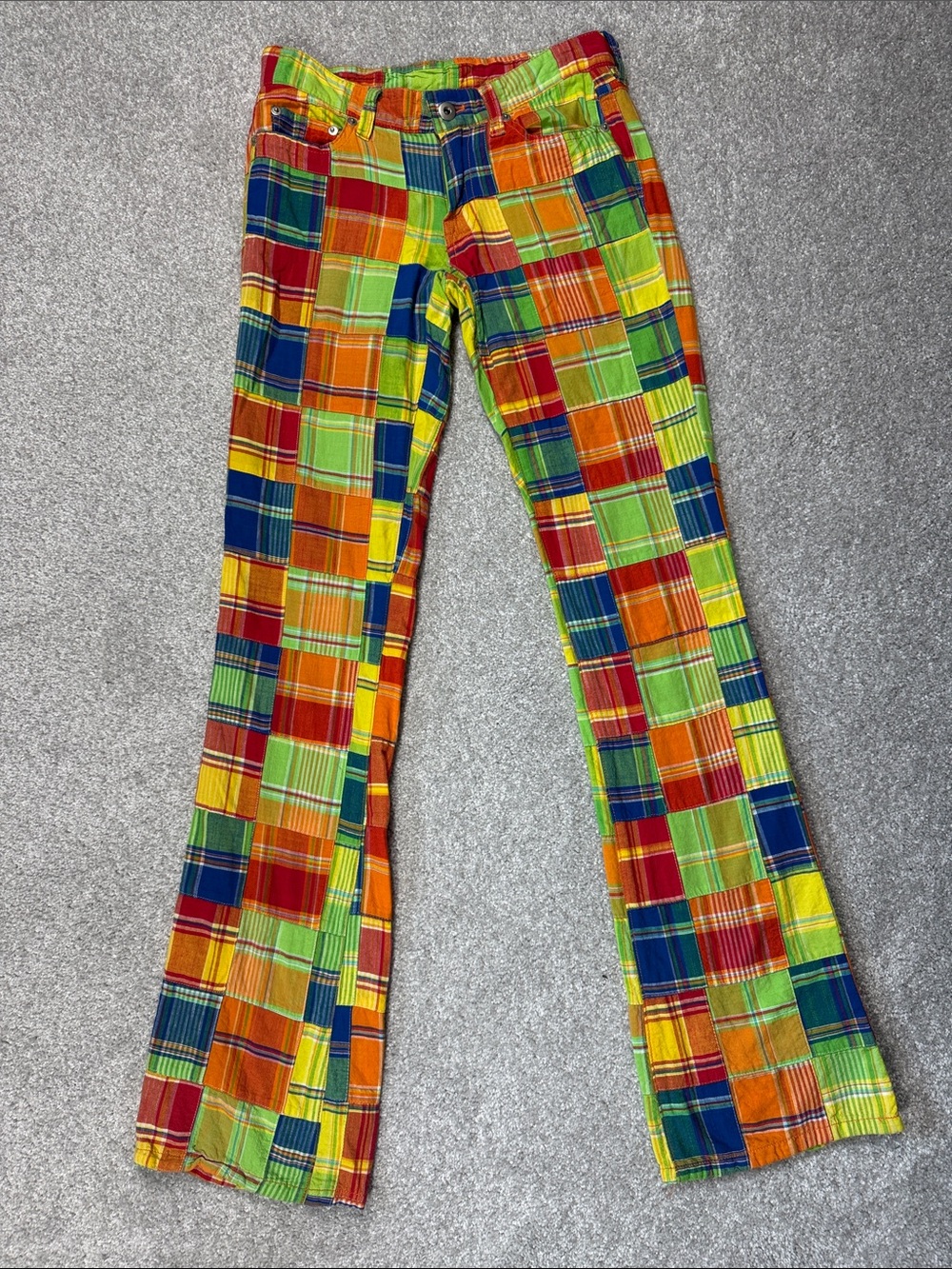 LOUDMOUTH LADIES GOLF PANTS SIZE 2 PATCHWORK BRIGHT COLORS